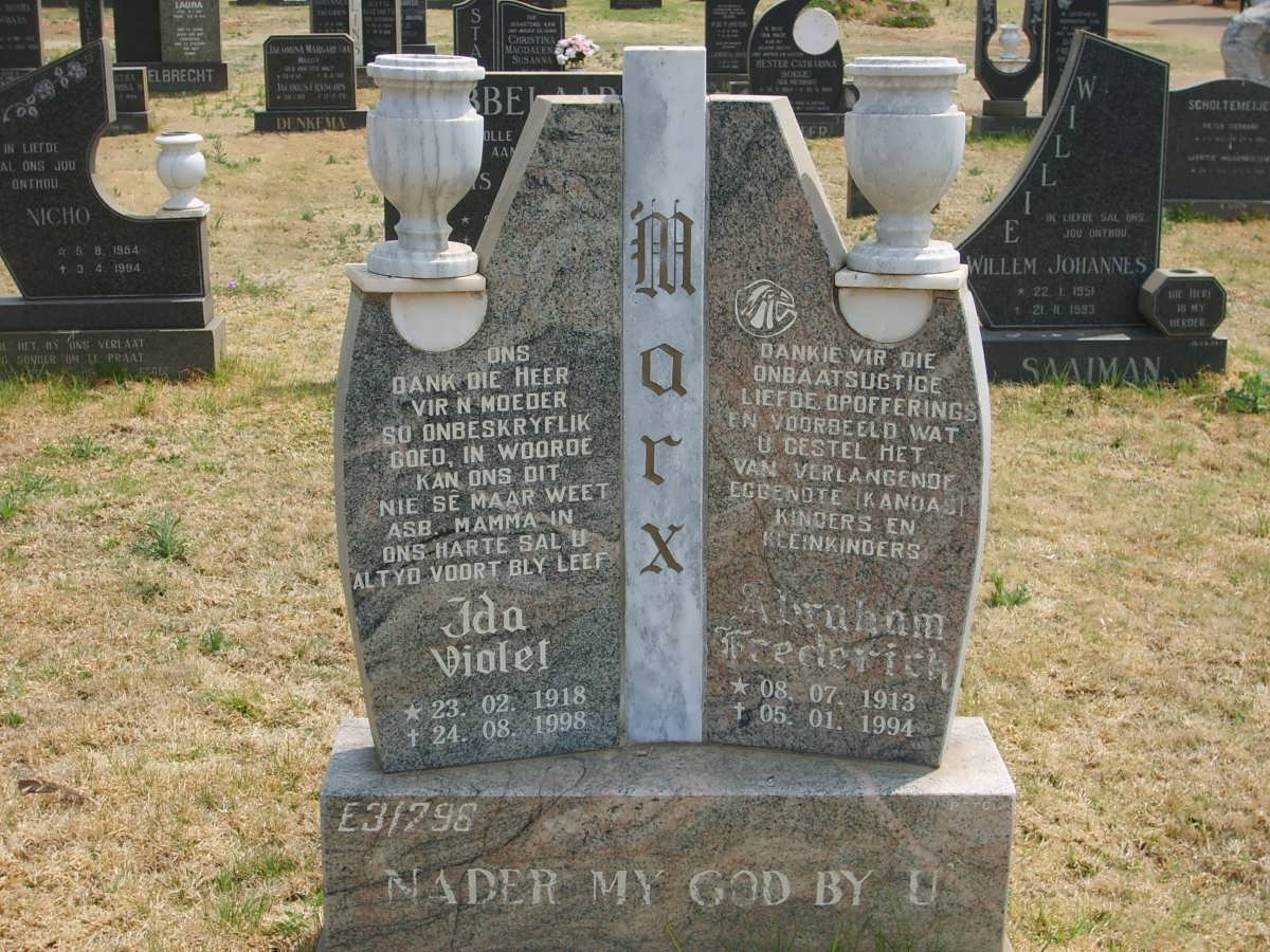 MARX Abraham Frederick 1913-1994 &amp; Ida Violet 1918-1998