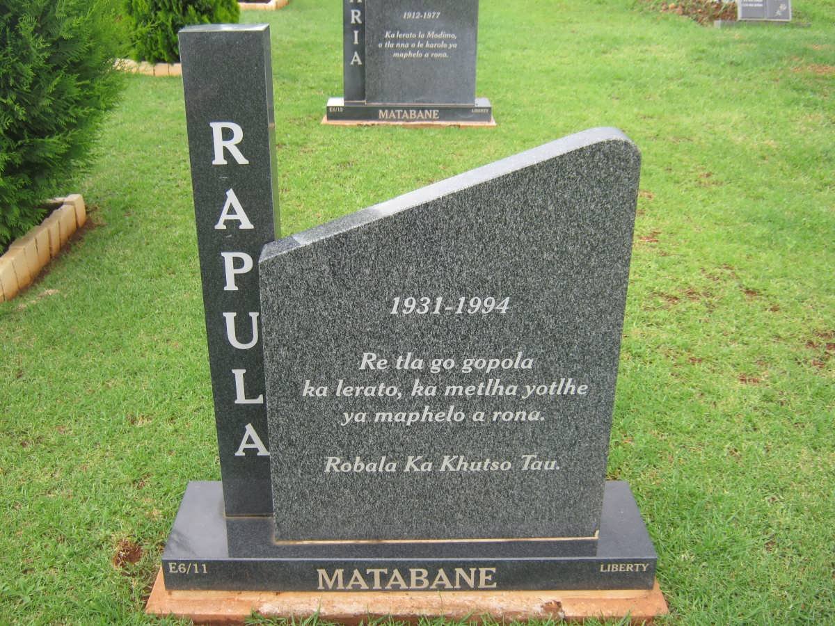 MATABANE Rapula 1931-1994