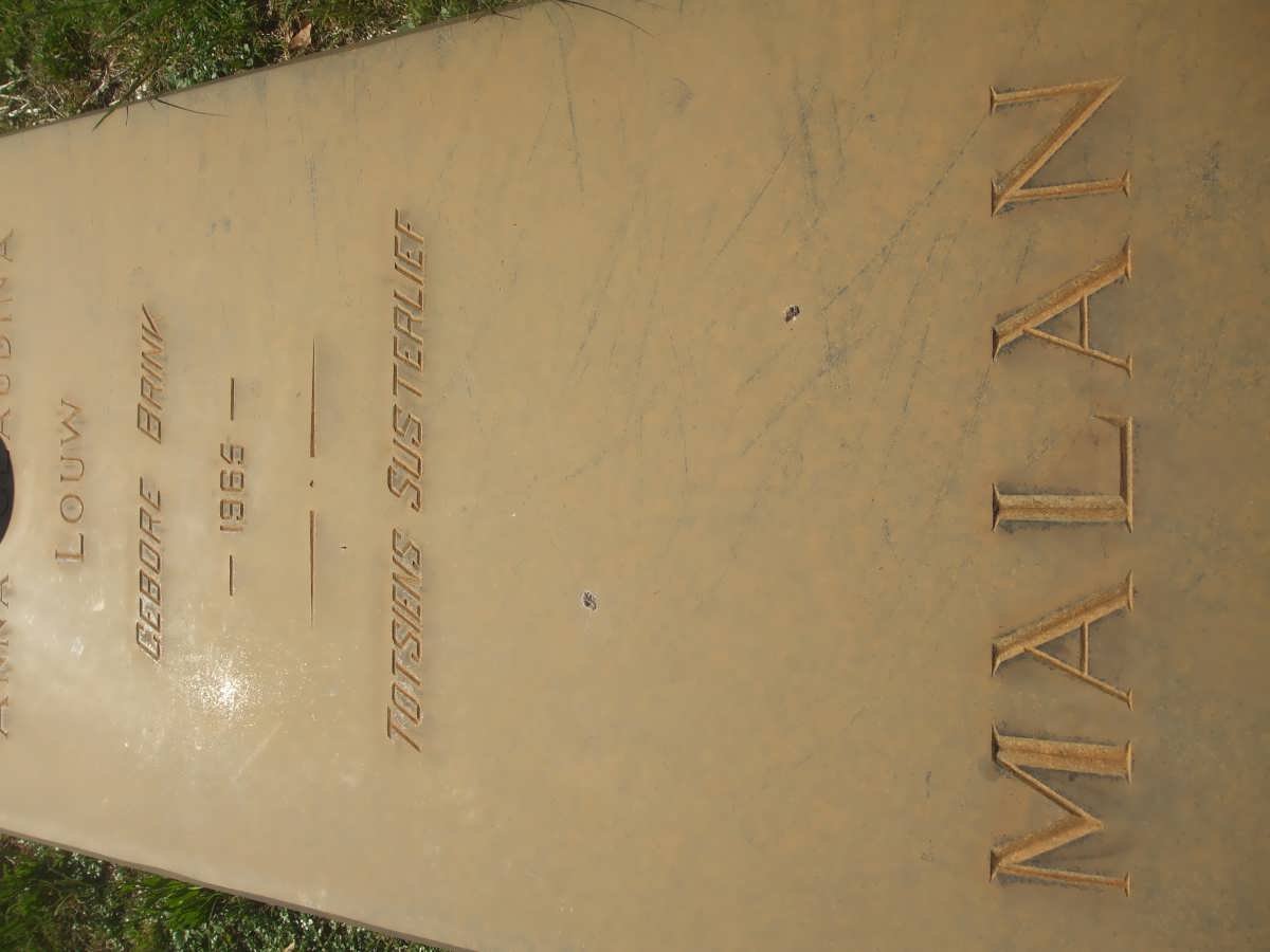 MALAN Anna Cloudina Louw nee BRINK -1965