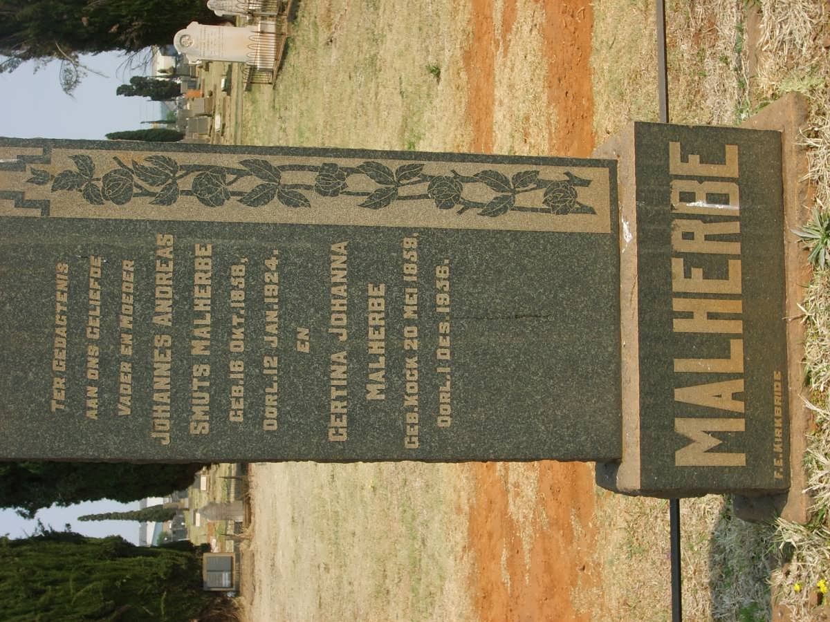 MALHERBE Johannes Andreas Smuts 1858-1924 &amp; Gertina Johanna KOCK 1859-1936