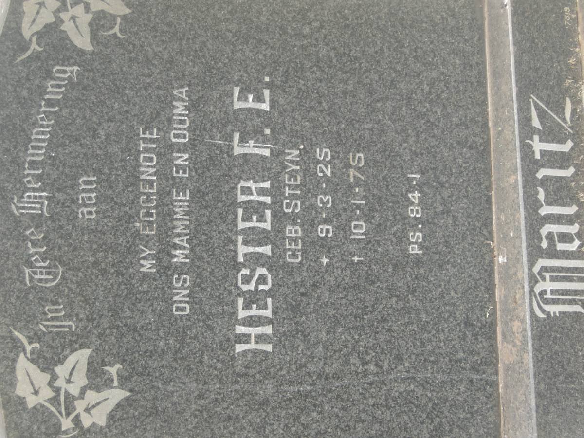 MARITZ Hester F.E. nee STEYN 1925-1975
