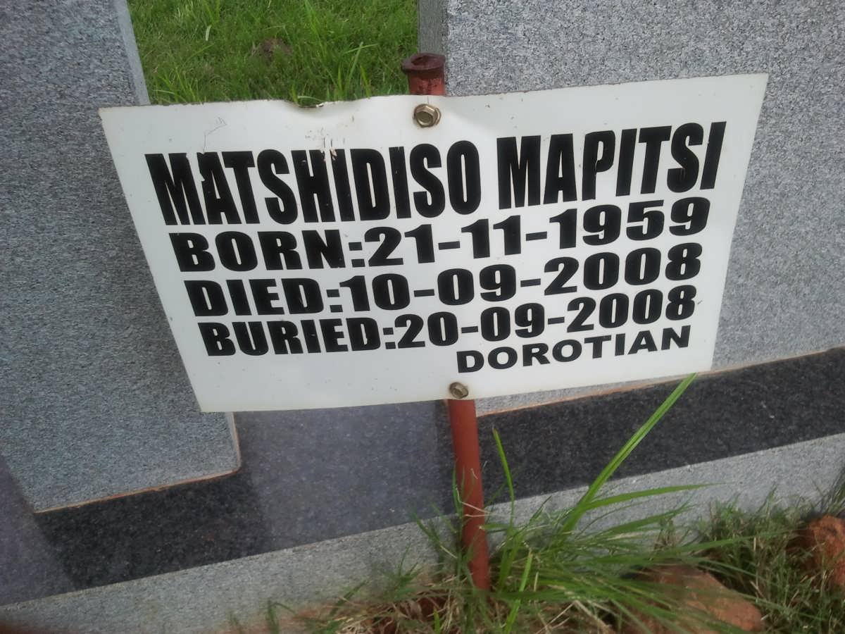 MAPITSI Matshidiso 1959-2008