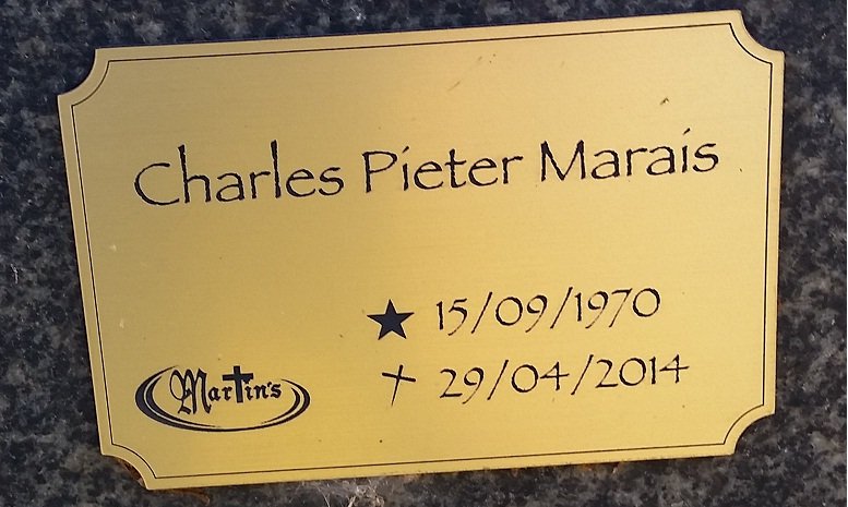MARAIS Charles Pieter 1970-2014