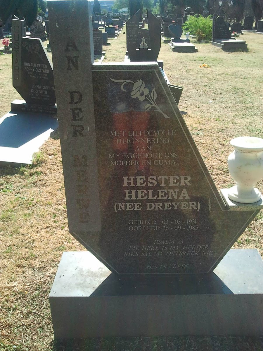 MERWE Hester Helena, van der nee DREYER 1931-1985