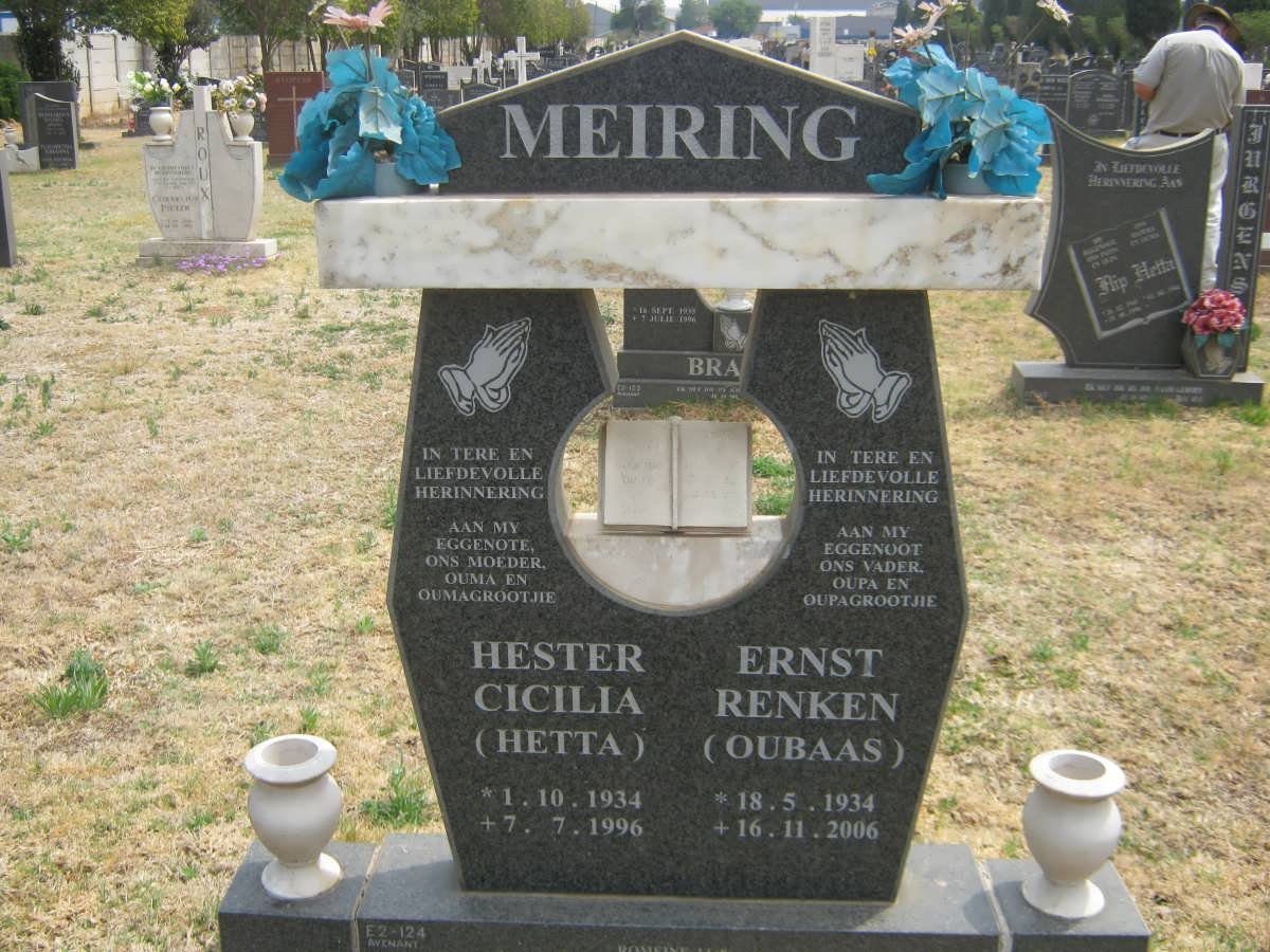 MEIRING Ernst Renken 1924-2006 &amp; Hester Cicilia 1934-1996