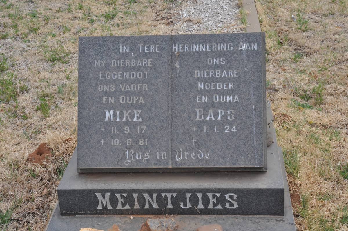 MEINTJIES Mike 1917-1981 &amp; Baps 1924-
