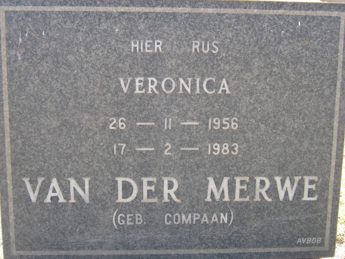 MERWE Veronica, van der nee COMPAAN 1956-1983
