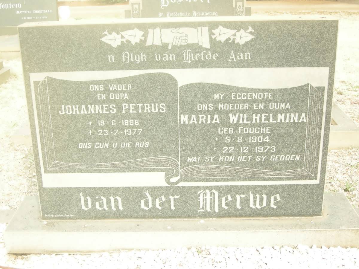 MERWE Johannes Petrus, van der 1896-1977 &amp; Maria Wilhelmina FOUCHE 1904-1973