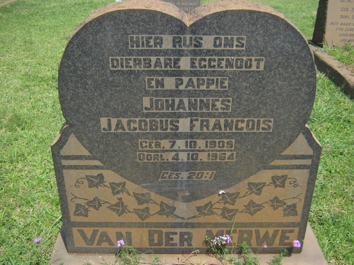 MERWE Johannes Jacobus Francois, van der 1909-1964