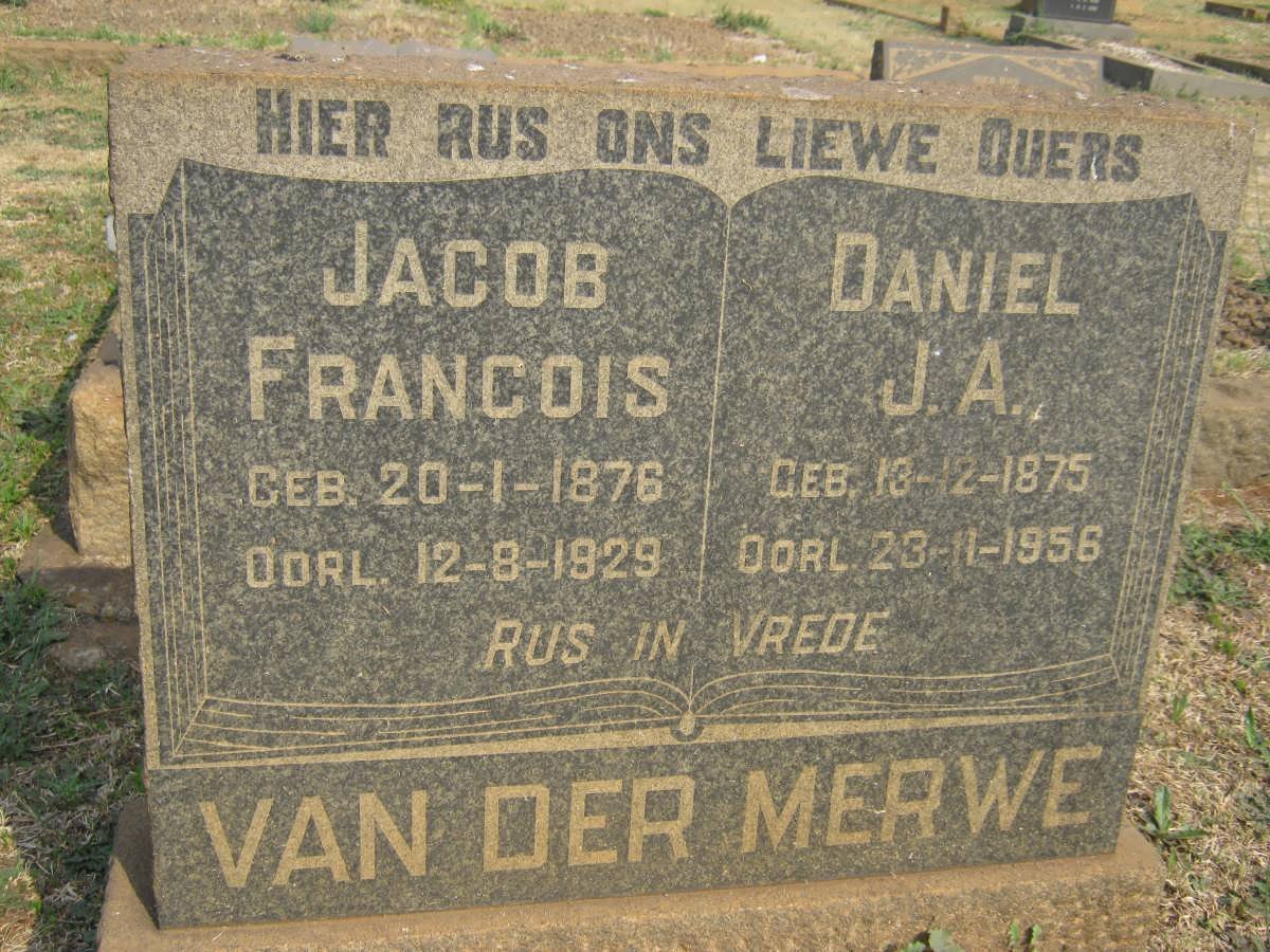MERWE Jacob Francois, van der 1876-1929 &amp; Daniel J.A. 1875-1956