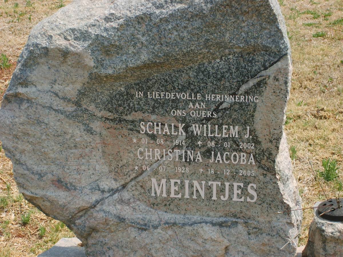 MEINTJES Schalk Willem J. 1914-2002 &amp; Christina Jacoba 1928-2005