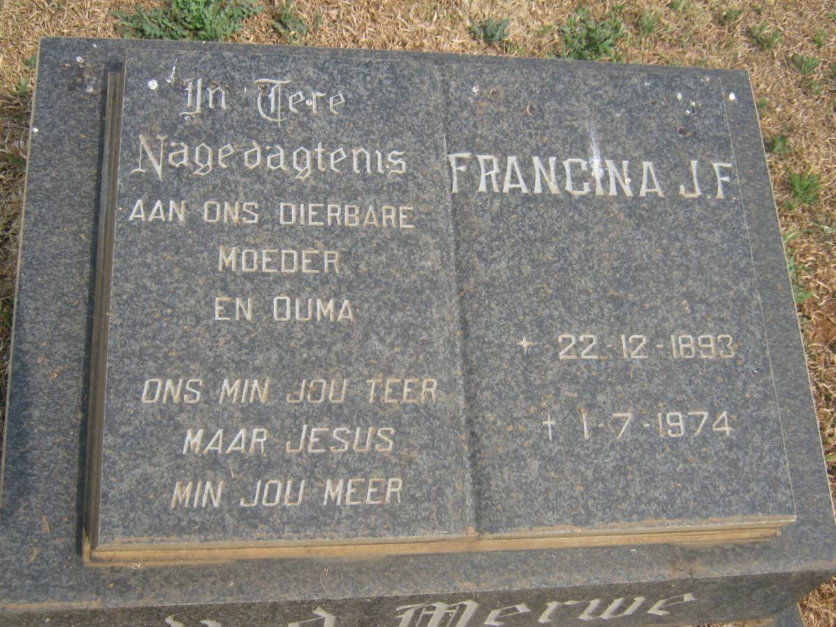 MERWE Francina J.F., van der 1893-1974