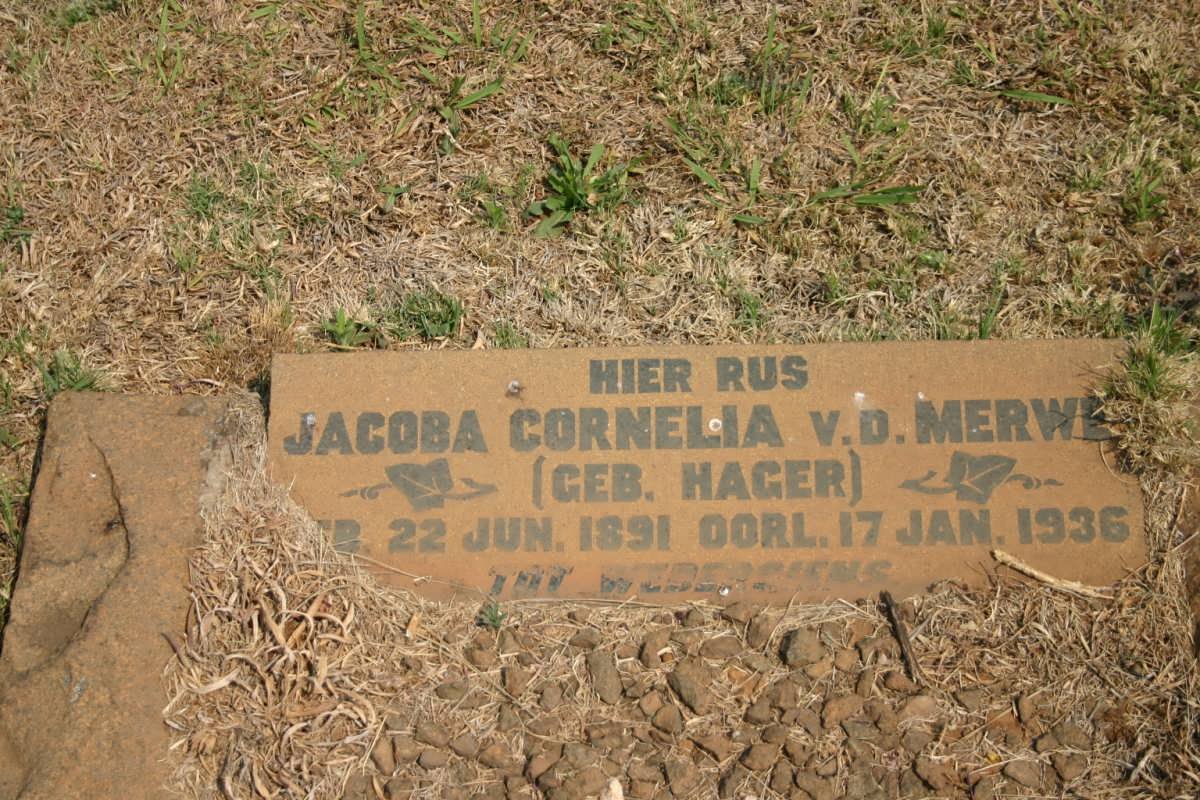 MERWE Jacoba Cornelia, v.d. nee HAGER 1891-1936