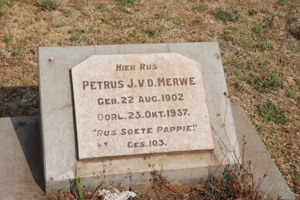 MERWE Petrus J., v.d. 1902-1937