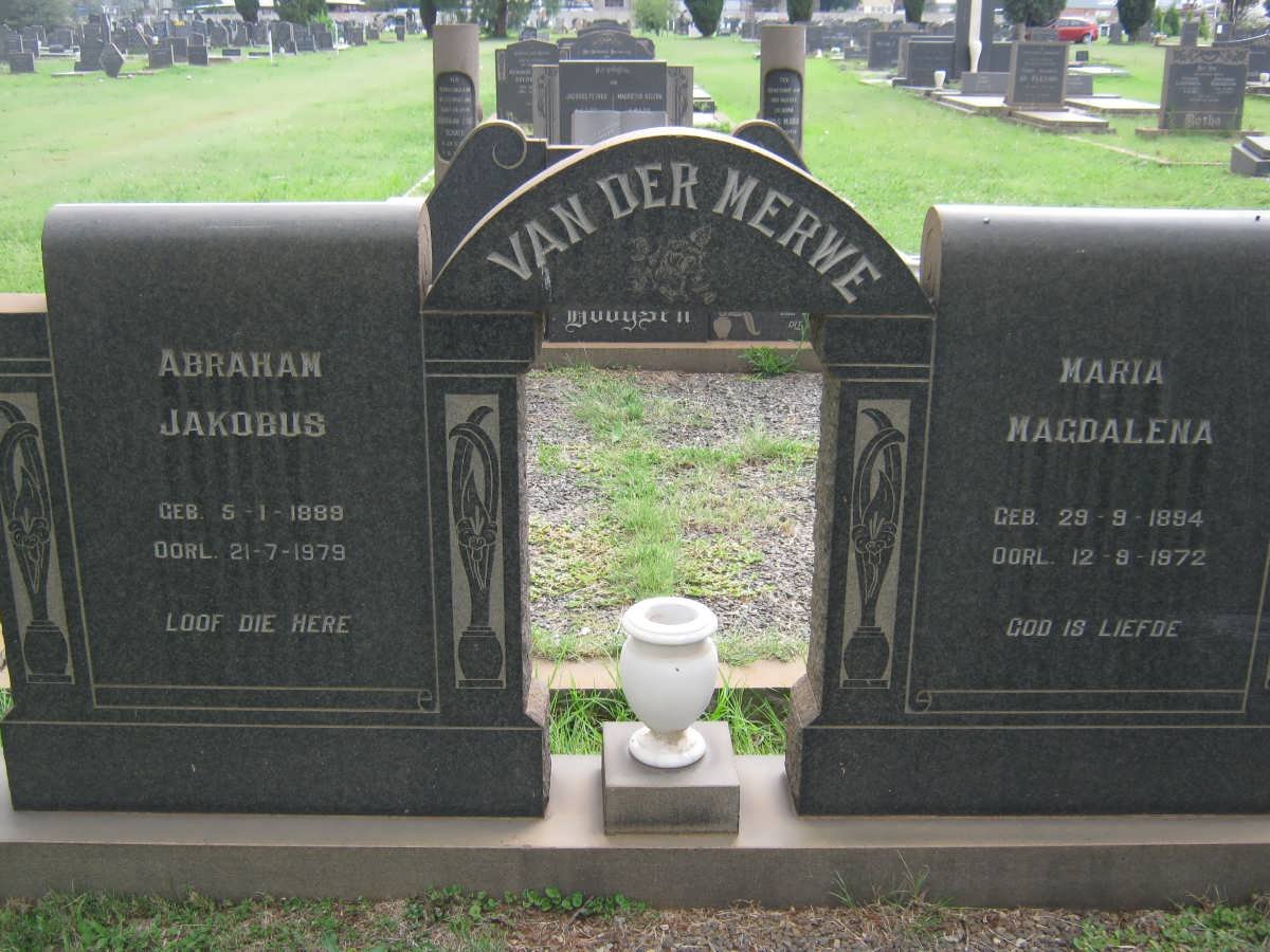 MERWE Abraham Jakobus, van der 1889-1979 &amp; Maria Magdalena 1894-1972
