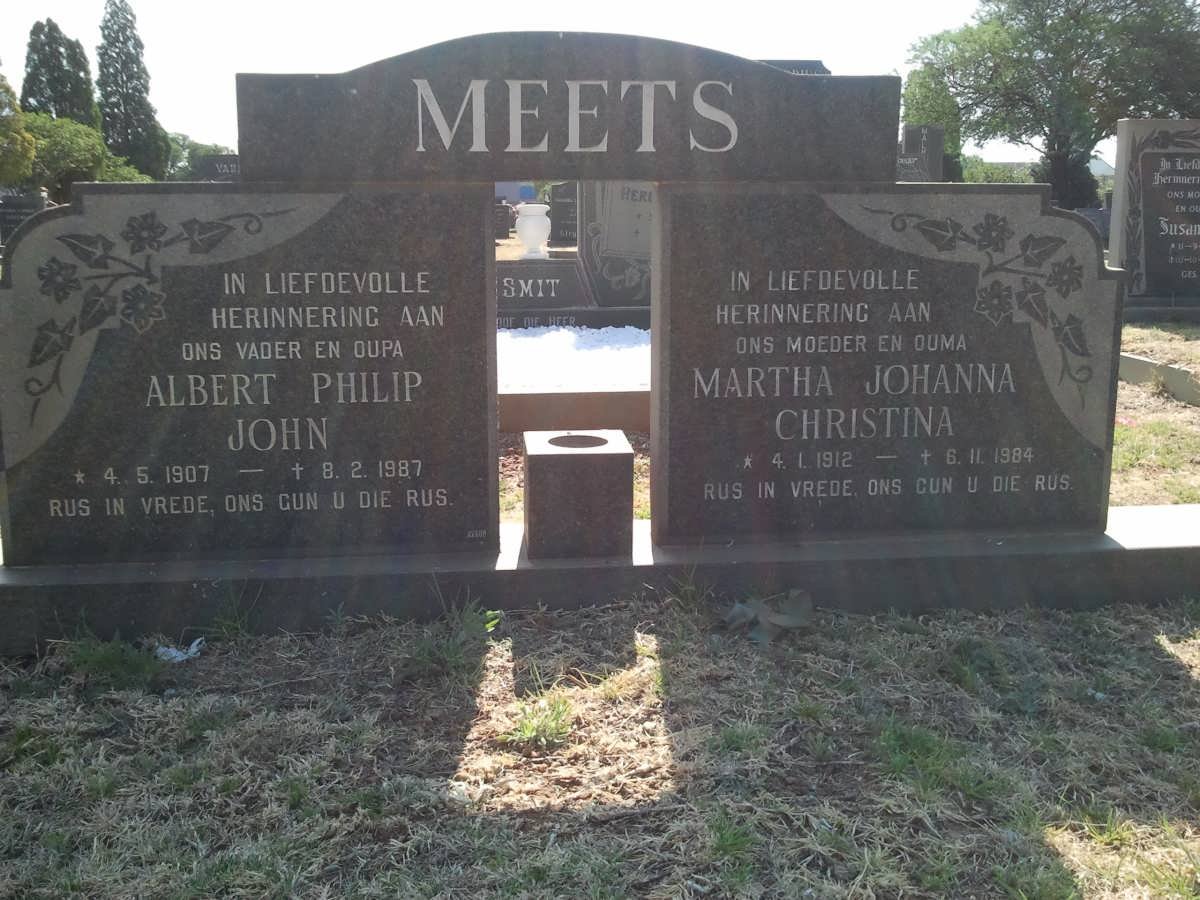 MEETS Albert Philip John 1907-1987 &amp; Martha Johanna Christina 1912-1984