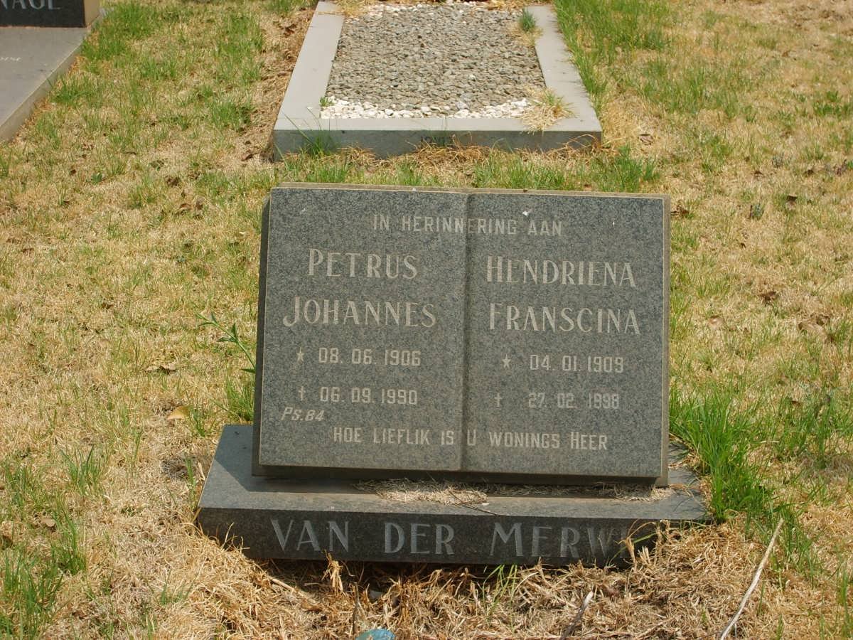 MERWE Petrus Johannes, van der 1906-1990 &amp; Hendriena Francina 1909-1998