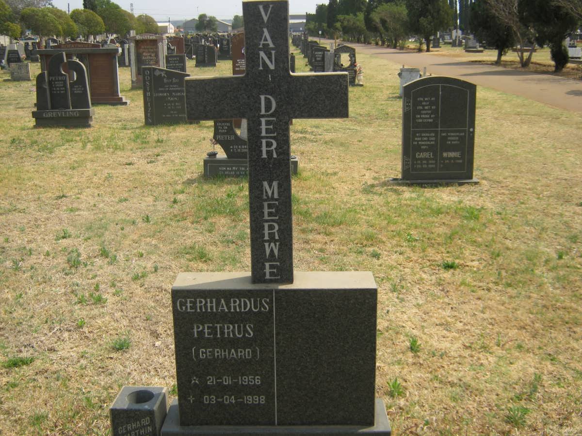 MERWE Gerhardus Petrus, van der 1956-1998
