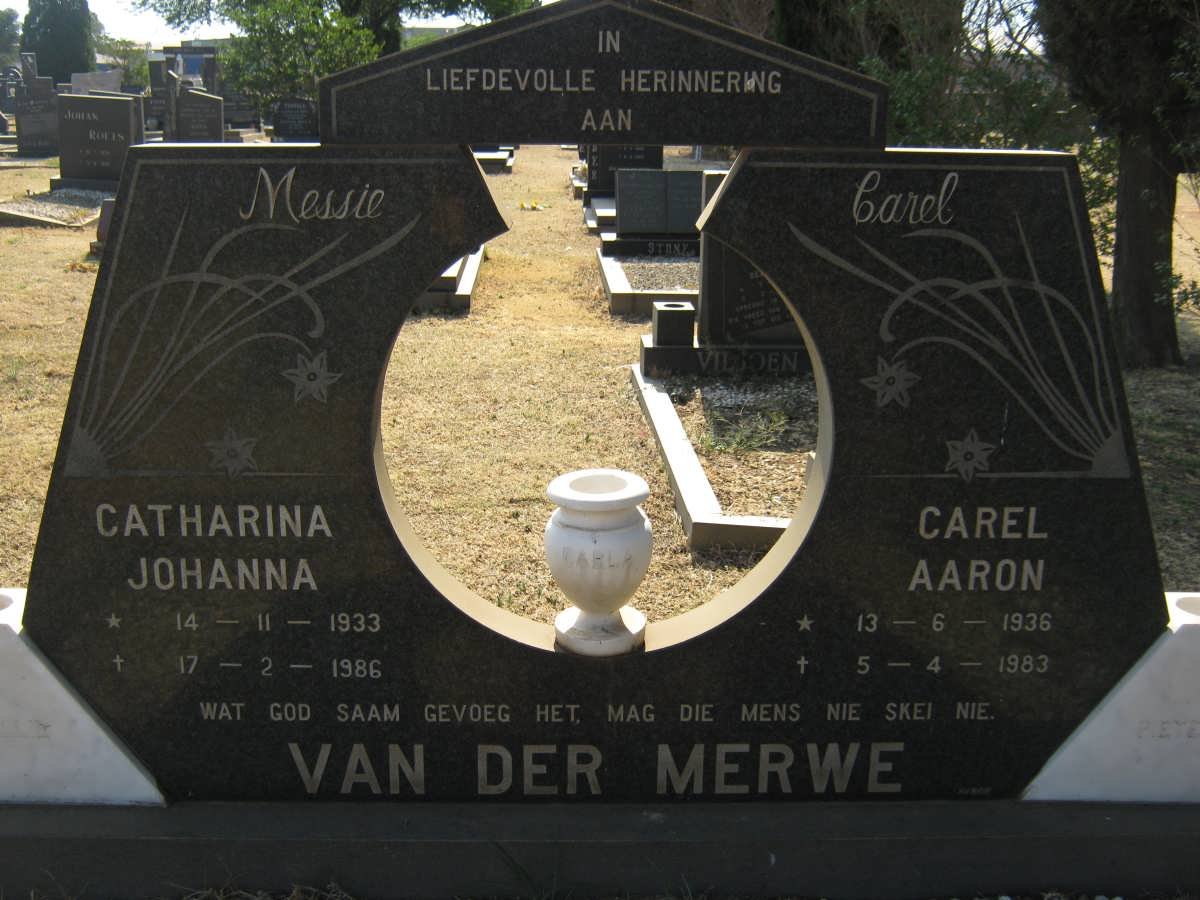 MERWE Carel Aaron, van der 1936-1983 &amp; Catharina Johanna 1933-1986