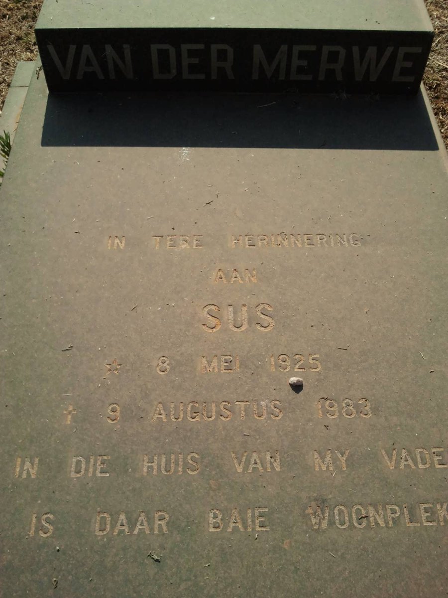 MERWE Sus, van der 1925-1983