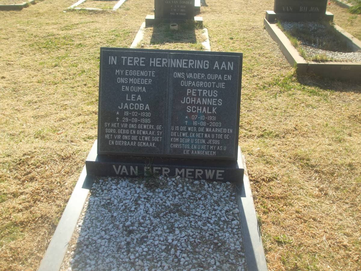MERWE Petrus Johannes Schalk, van der 1931-2003 &amp; Lea Jacoba 1930-1985