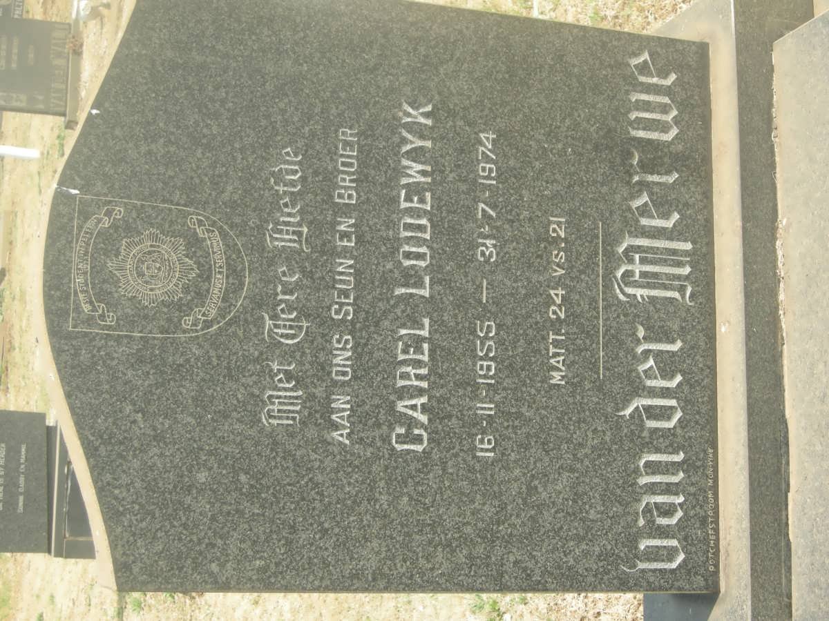 MERWE Carel Lodewyk, van der 1955-1974