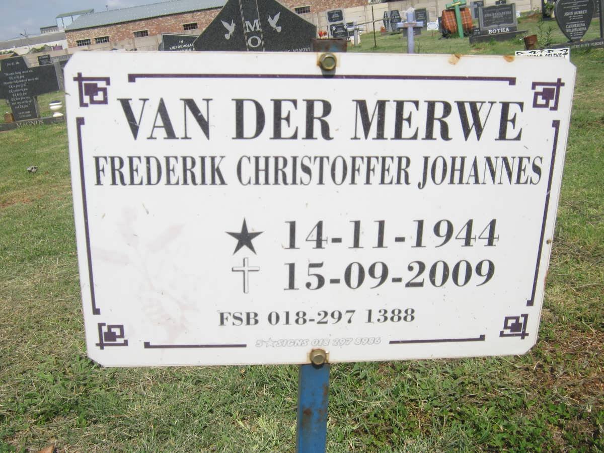 MERWE Frederik Christoffer Johannes, van der 1944-2009