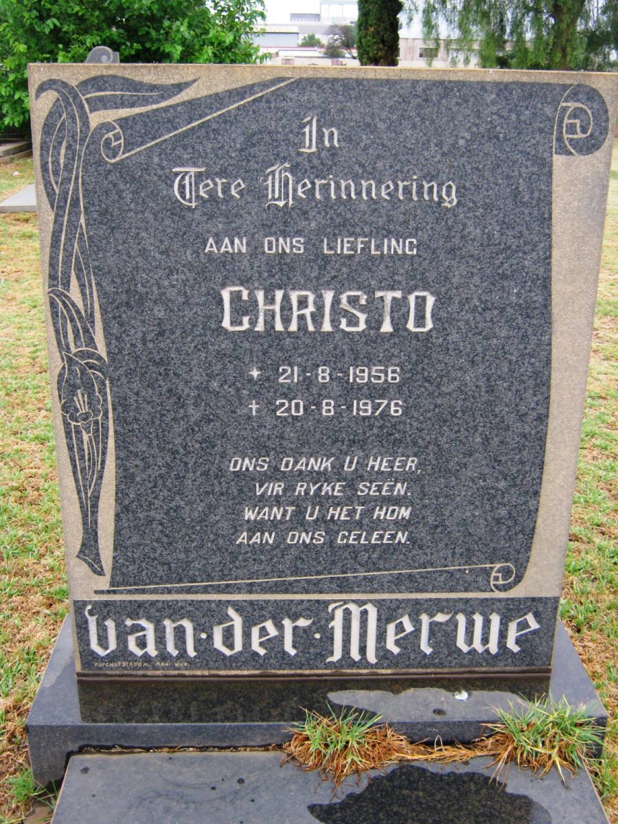 MERWE Christo, van der 1956-1976