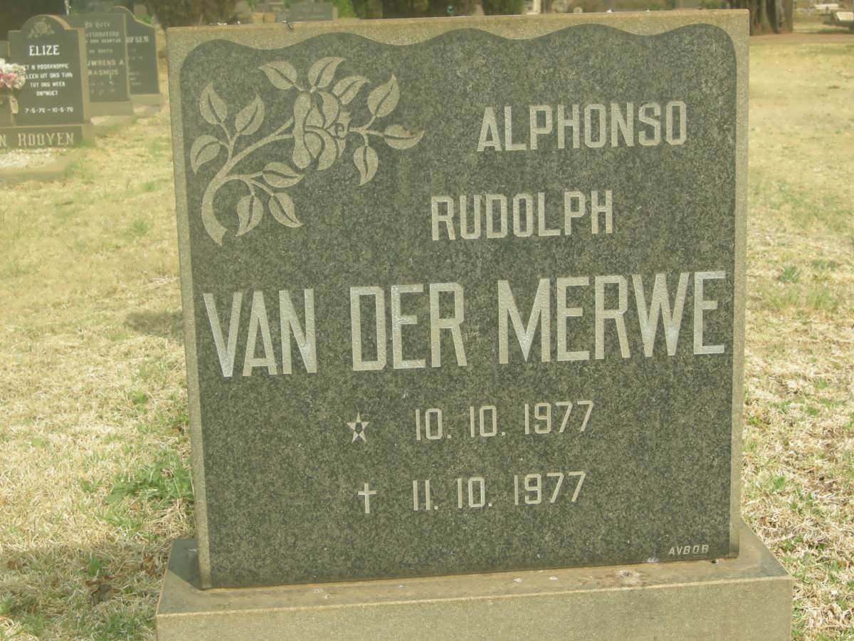 MERWE Alphonso Rudolph, van der 1977-1977
