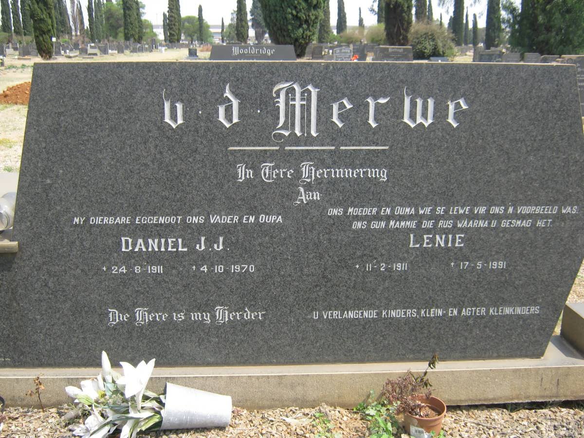 MERWE Daniël J.J., v.d 1911-1970 &amp; Lenie 1911-1991