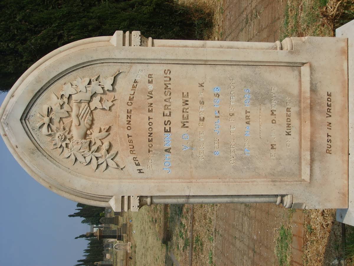 MERWE Johannes Erasmus, v.d. 1858-1925