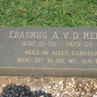 MERWE Erasmus A., v.d. 1892-1978