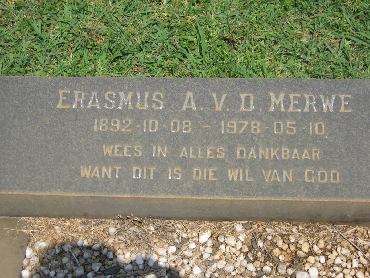 MERWE Erasmus A., v.d. 1892-1978
