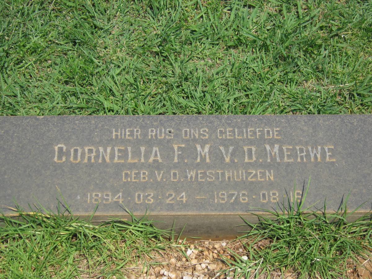 MERWE Cornelia F.M., v.d. nee V.D. WESTHUIZEN 1894-1976