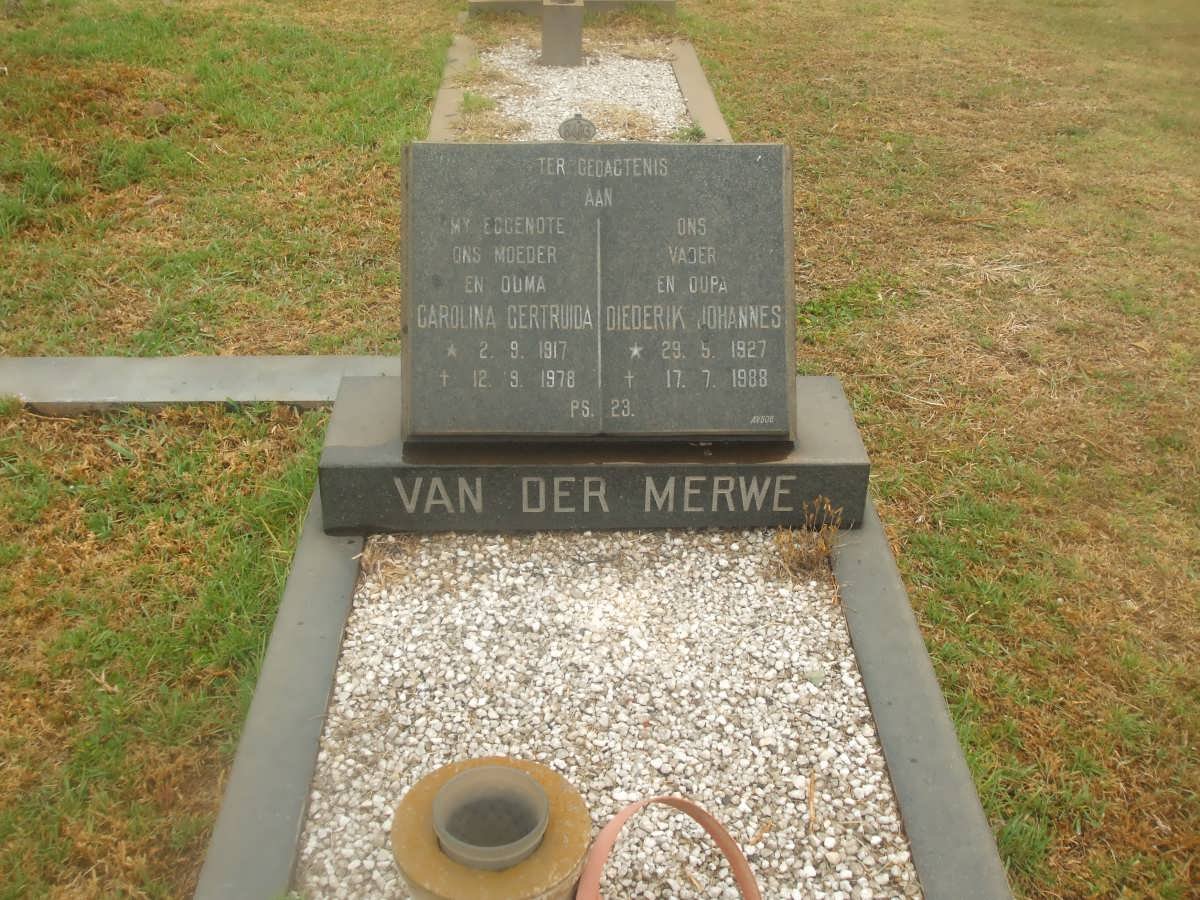 MERWE Diederik Johannes, van der 1927-1988 &amp; Carolina Gertruida 1917-1978