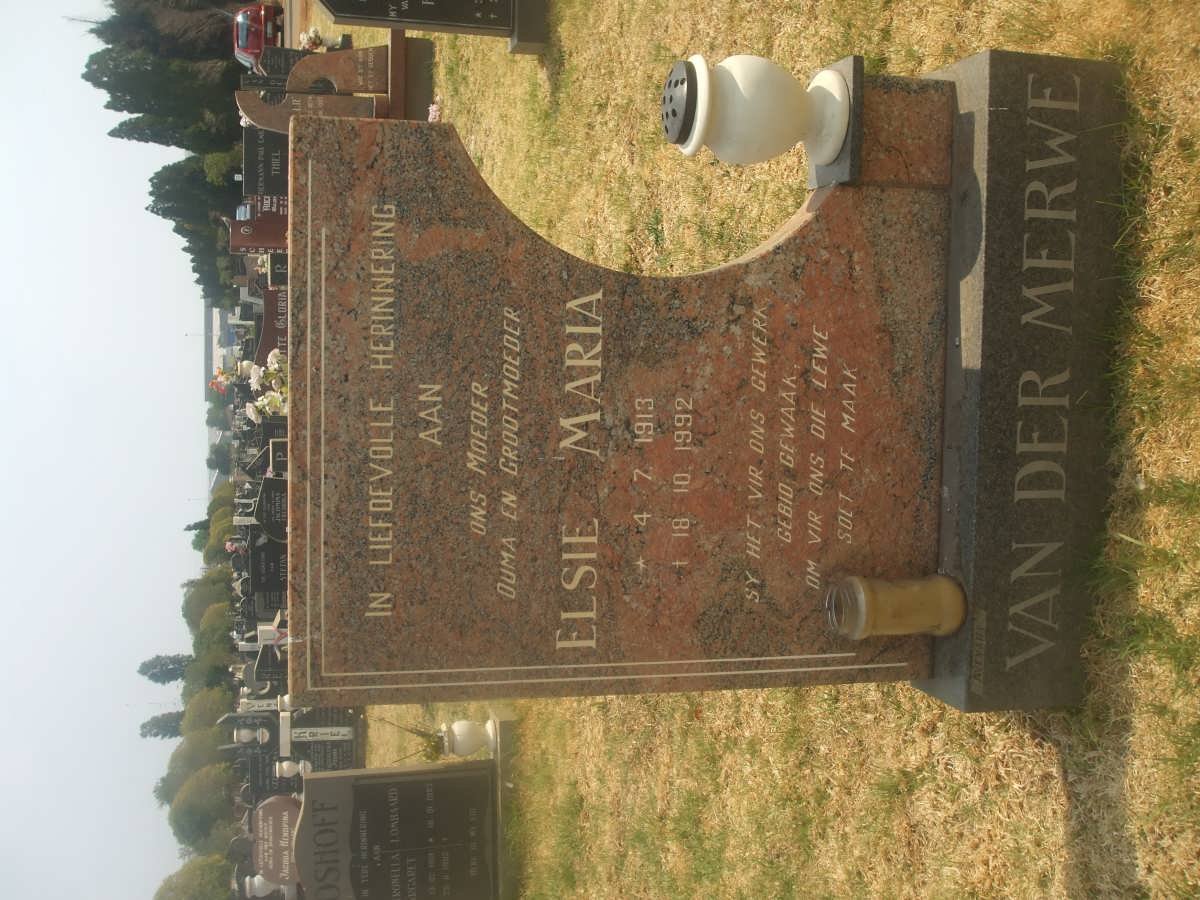 MERWE Elsie Maria, van der 1913-1992