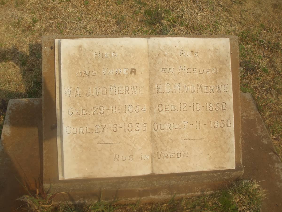 MERWE W.A.J., van der 1854-1935 &amp; E.C.M. 1858-1930
