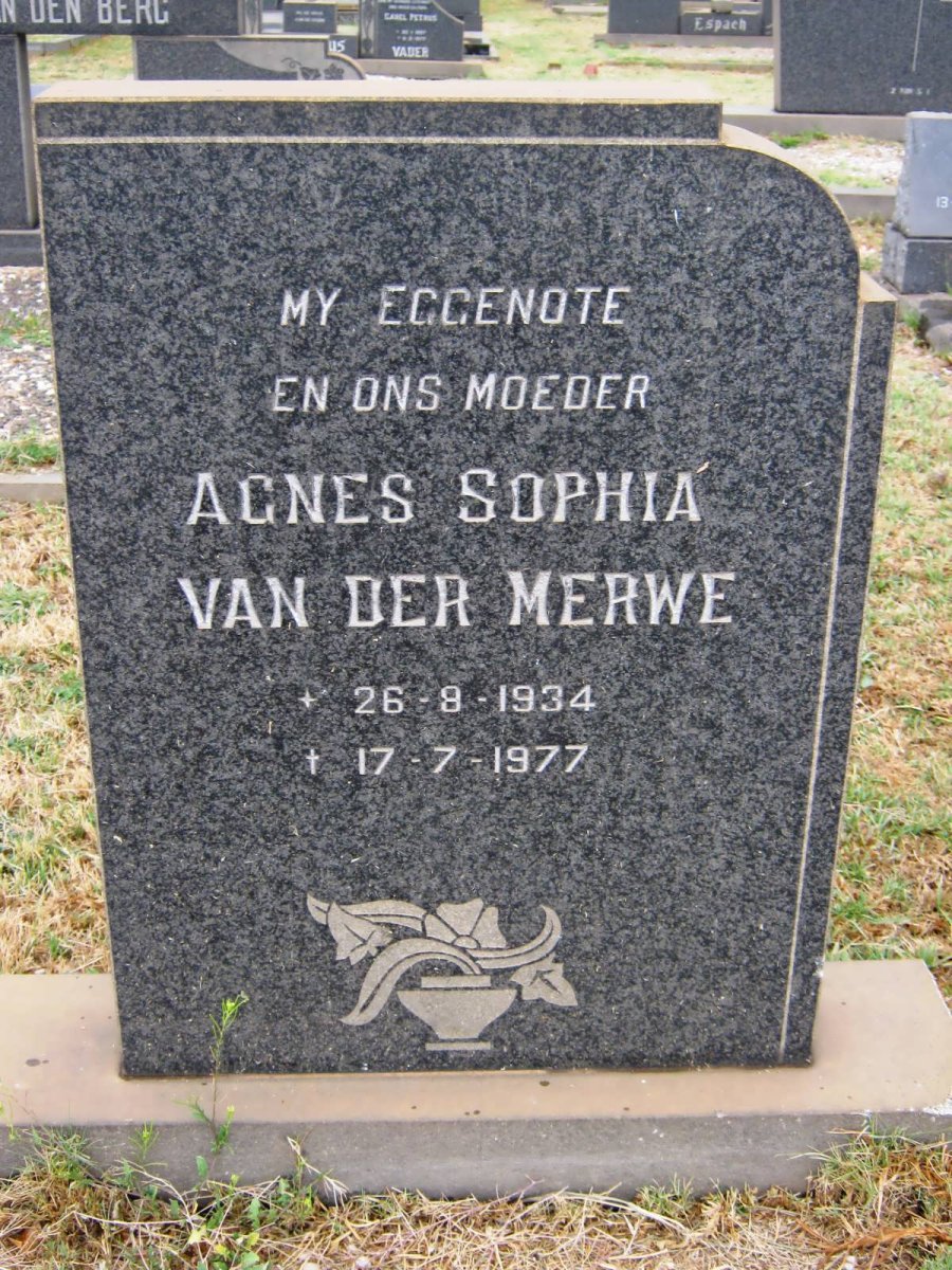 MERWE Agnes Sophia, van der 1934-1977