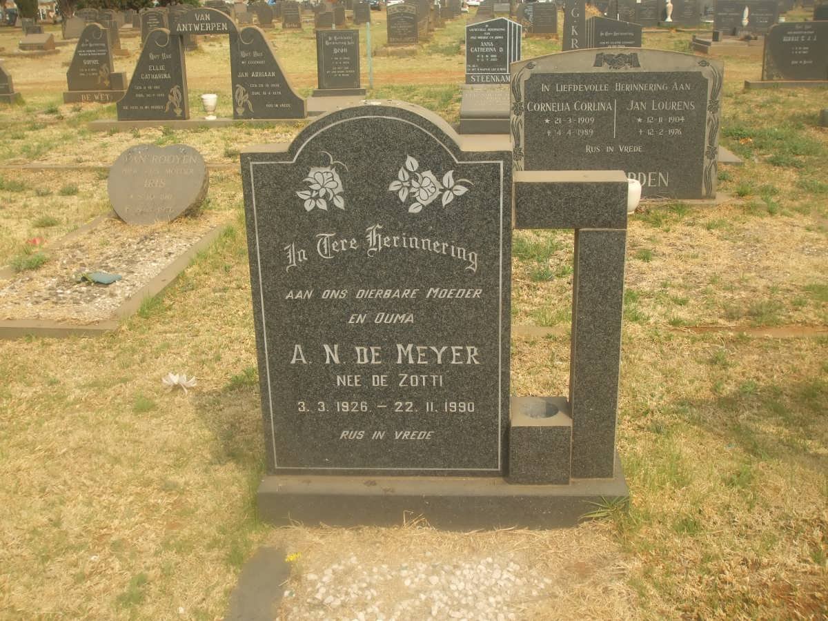 MEYER A.N., de nee DE ZOTTI 1926-1990