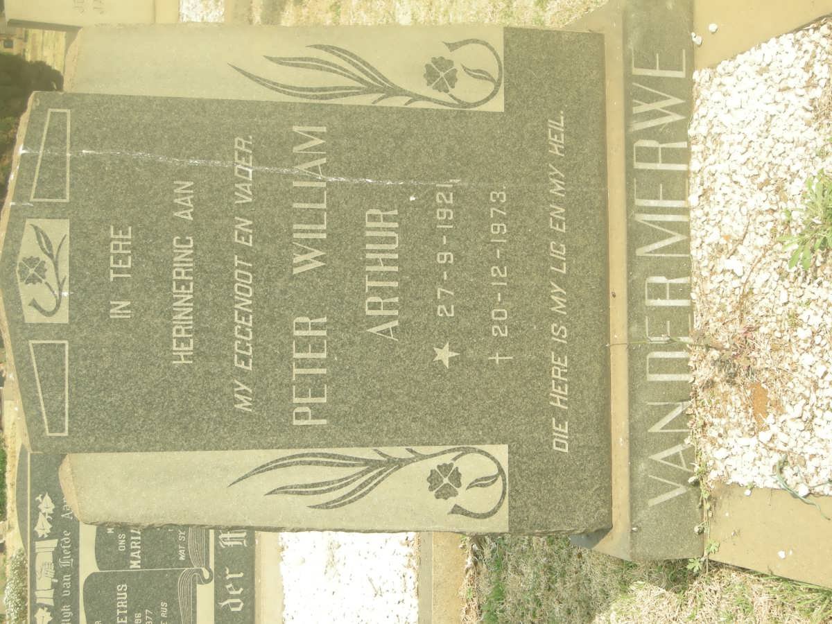 MERWE Peter William Arthur, van der 1921-1973