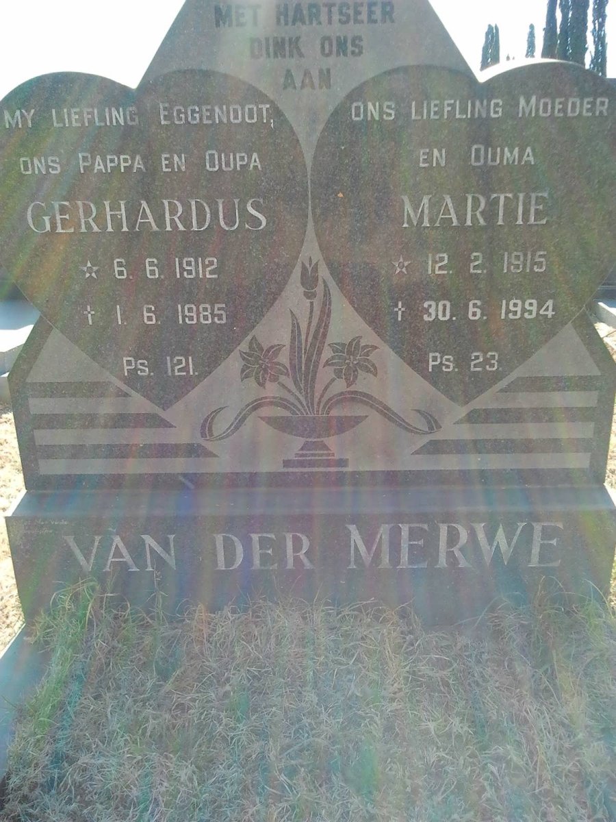 MERWE Gerhardus, van der 1912-1985 &amp; Martie 1915-1994