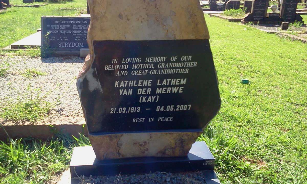 MERWE Kathlene Lathem, van der 1913-2007