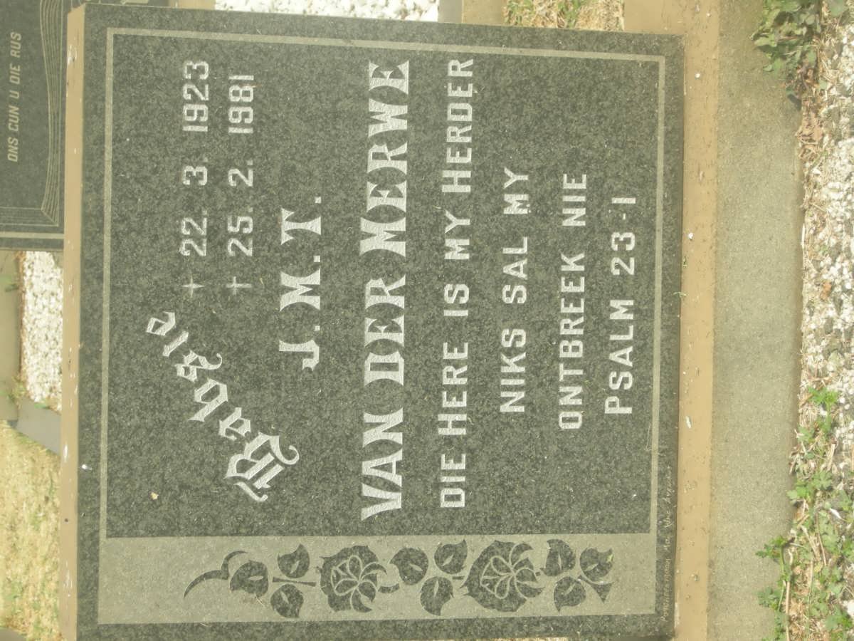 MERWE J.M.T., van der 1923-1981