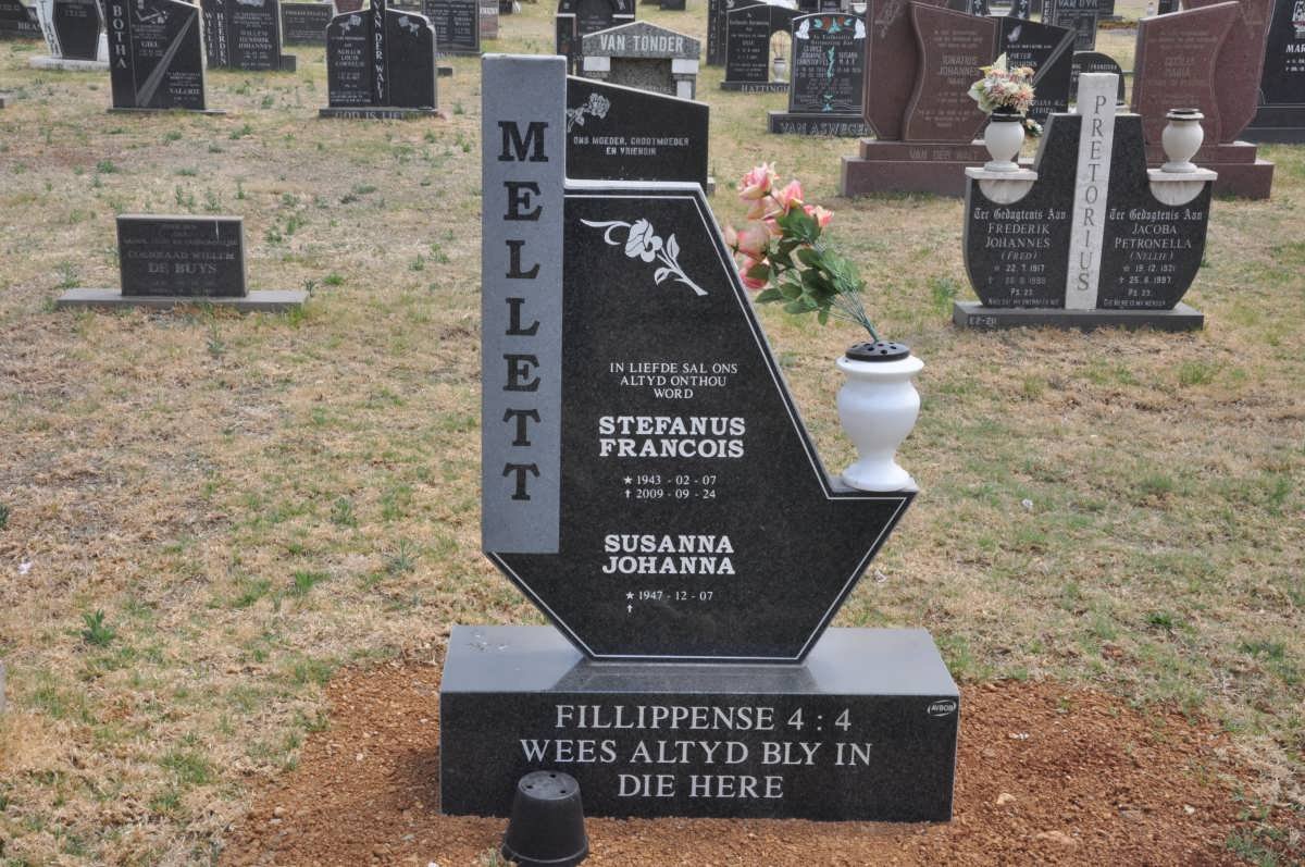 MELLETT Stefanus Francois 1943-2009 &amp; Susanna Johanna 1947-