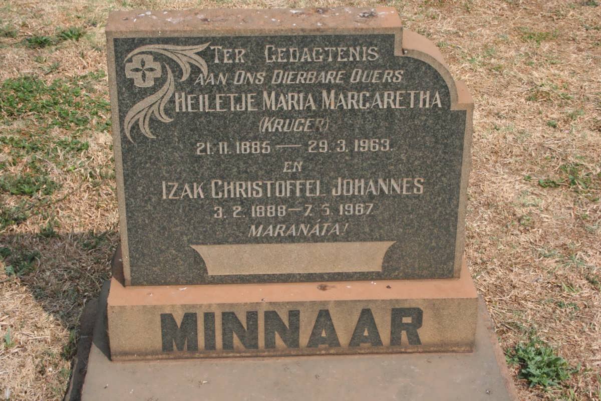 MINNAAR Izak Christoffel Johannes 1888-1967 &amp; Heiletje Maria Margaretha KRUGER 1885-1963