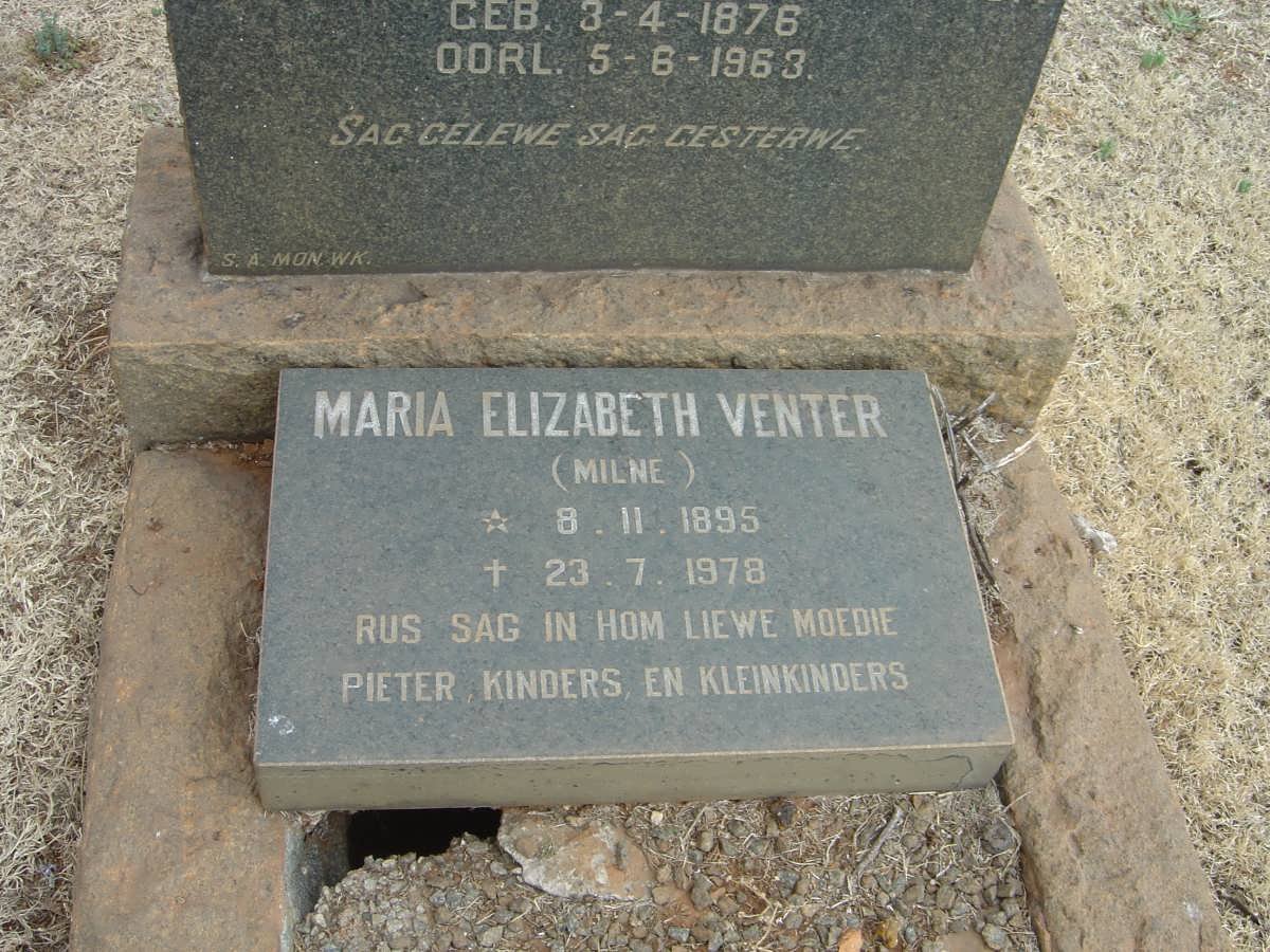 VENTER Maria Elizabeth nee MILNE 1895-1978