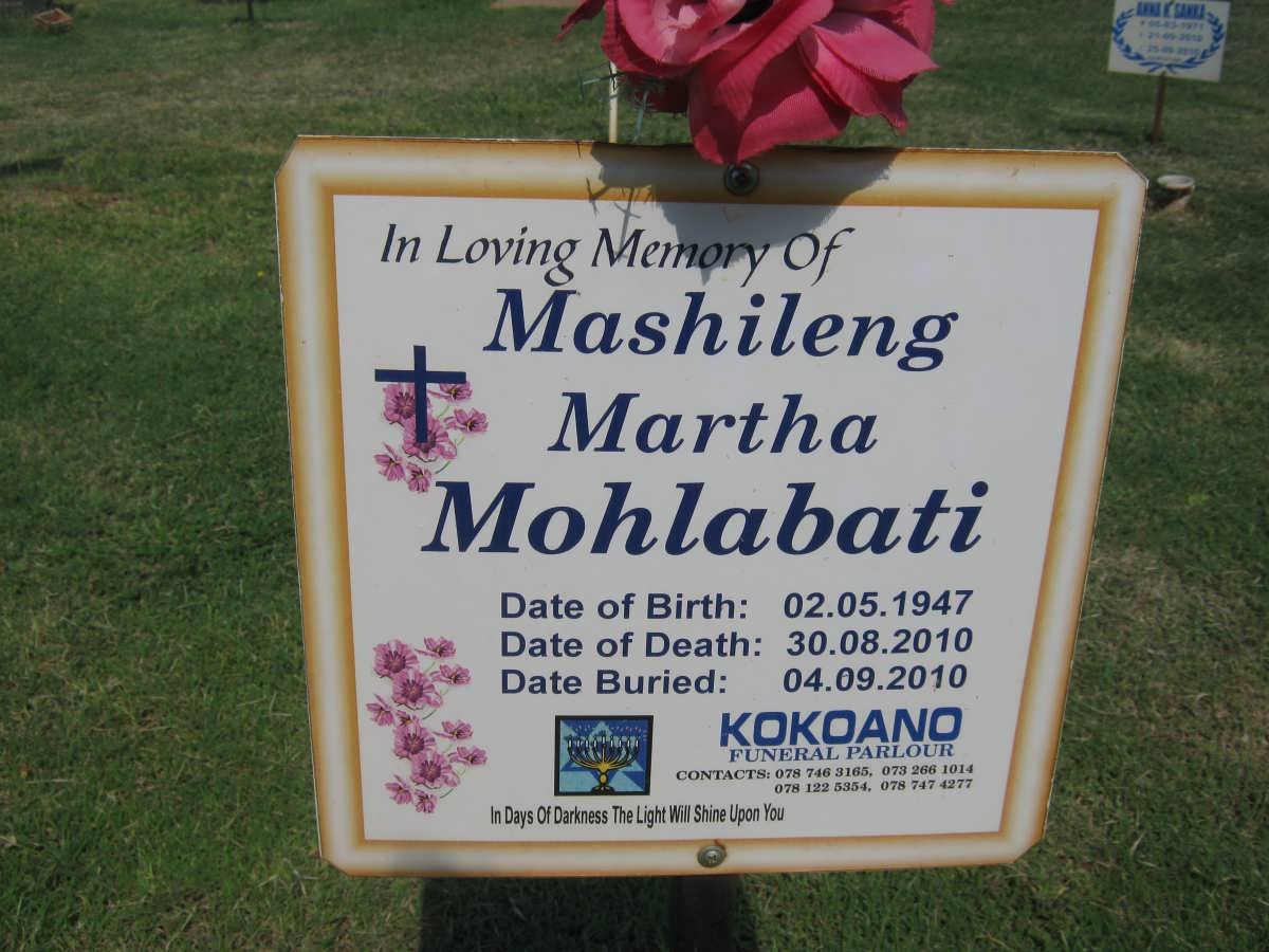 MOHLABATI Mashileng Martha 1947-2010