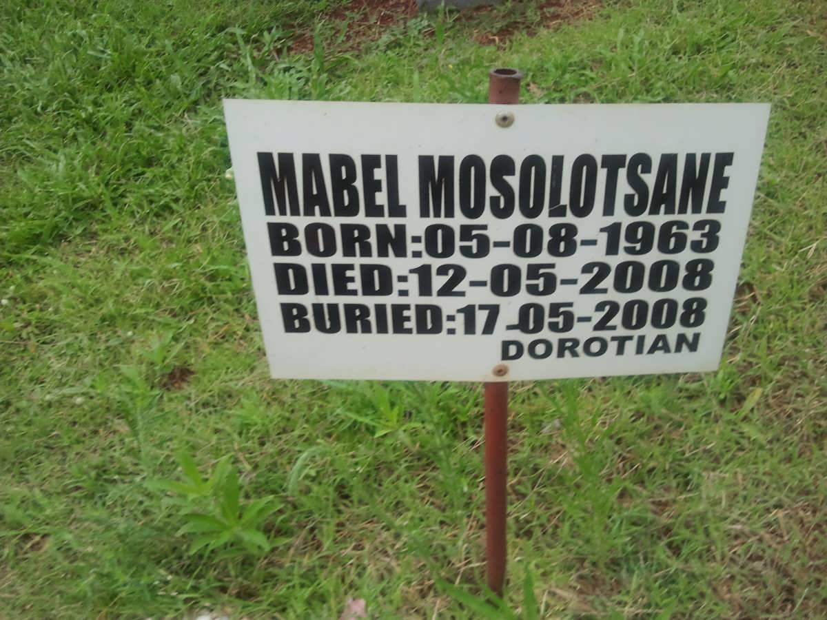 MOSOLOTSANE Mabel 1963-2008