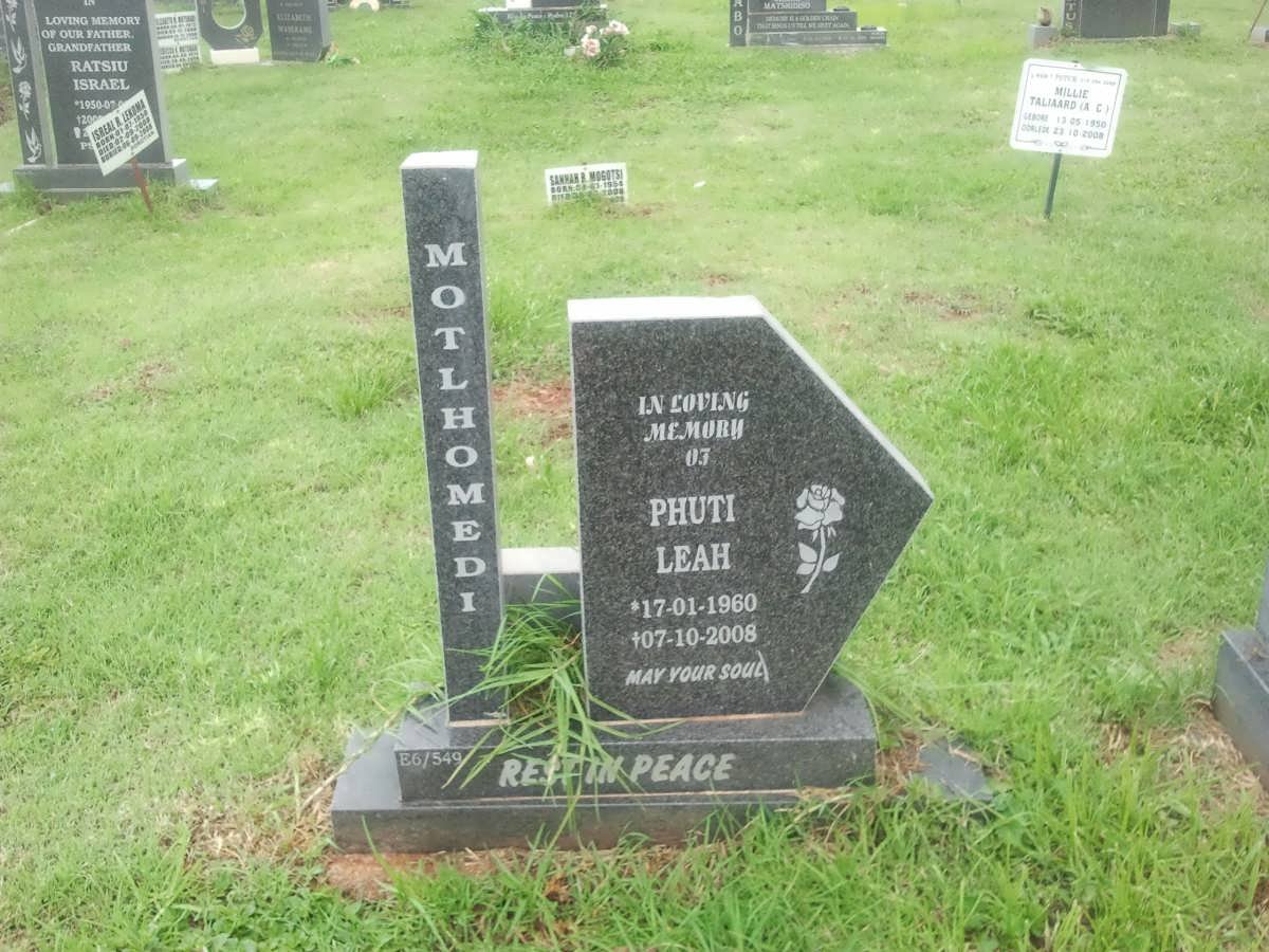 MOTLHOMEDI Phuti Leah 1960-2008
