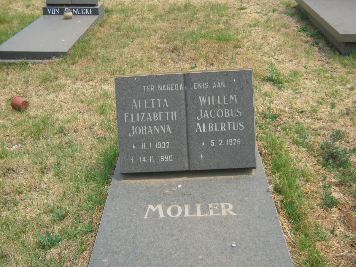 MÖLLER Willem Jacobus Albertus 1926- &amp; Aletta Elizabeth Johanna 1932-1990
